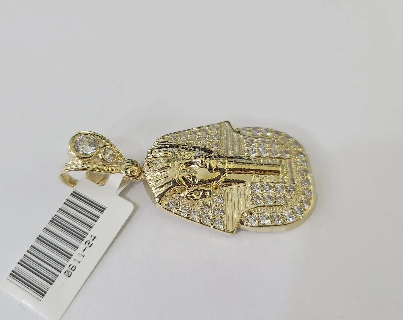 10k Egyptian Pharaoh Head Charm Pendant Yellow Gold 1.5" Inch Men Women Real