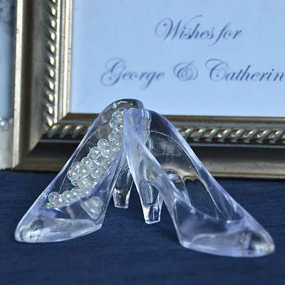 12 Pack Plastic Clear Slippers Cinderella Heels for Party Favors Decorations and Crafts Glass Slippers