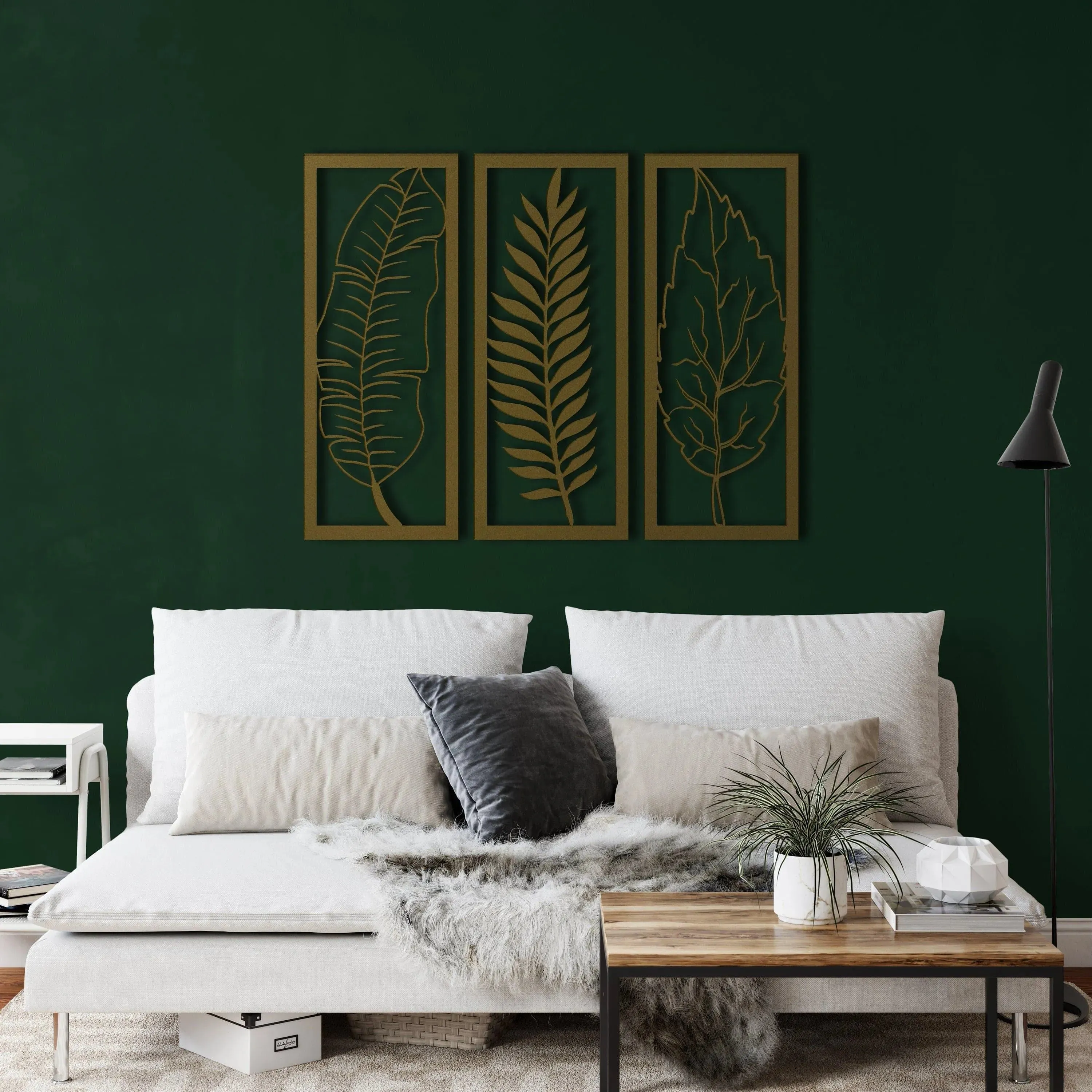 3 Panel Leaves Metal Wall Hanging