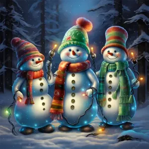 3 Snowmen DIY Diamond Set Paint By Numbers Handmade Interaction  Craft Enhance Hands-on Ability Cultivate Parent-child Relationship Exercise Patience Handmade Holiday Gift
