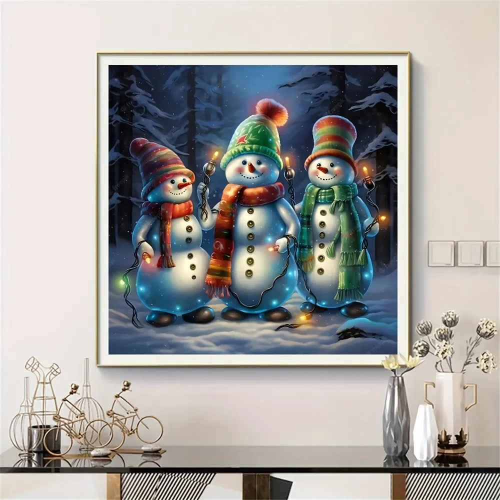 3 Snowmen DIY Diamond Set Paint By Numbers Handmade Interaction  Craft Enhance Hands-on Ability Cultivate Parent-child Relationship Exercise Patience Handmade Holiday Gift