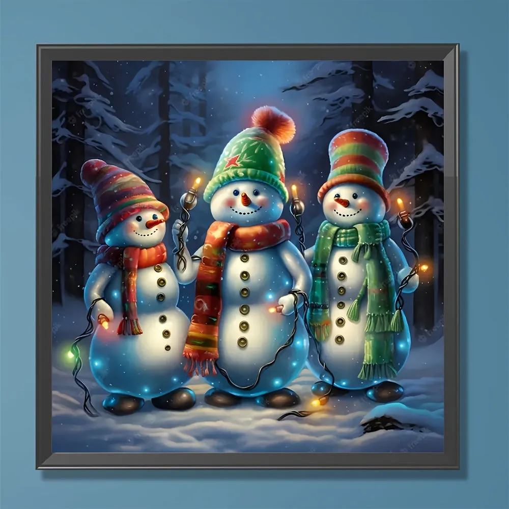3 Snowmen DIY Diamond Set Paint By Numbers Handmade Interaction  Craft Enhance Hands-on Ability Cultivate Parent-child Relationship Exercise Patience Handmade Holiday Gift