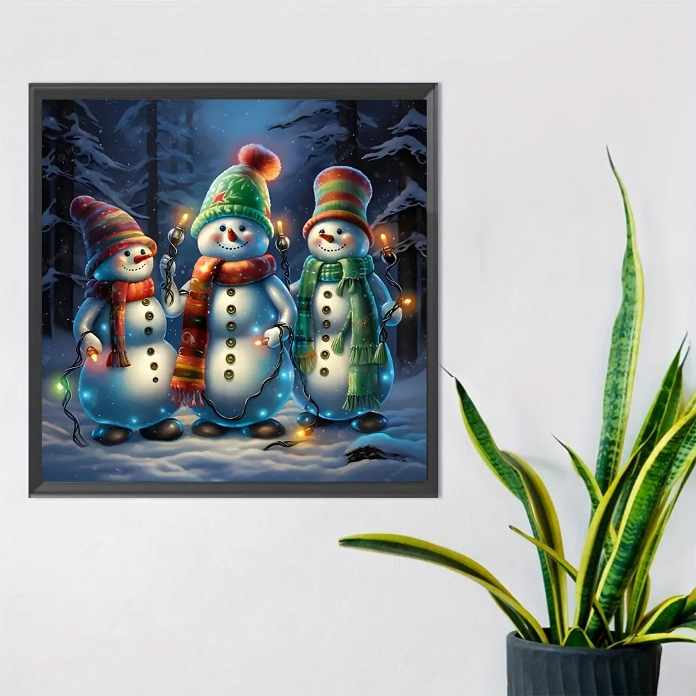 3 Snowmen DIY Diamond Set Paint By Numbers Handmade Interaction  Craft Enhance Hands-on Ability Cultivate Parent-child Relationship Exercise Patience Handmade Holiday Gift