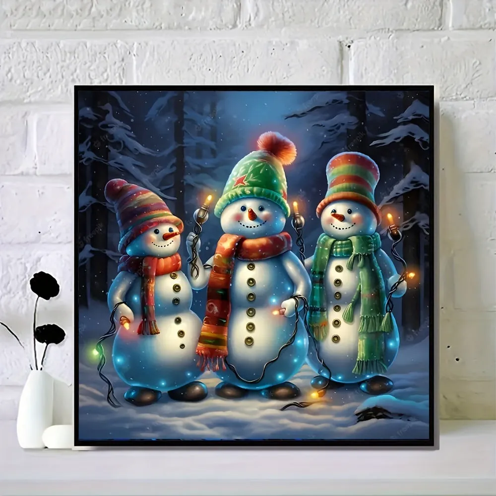 3 Snowmen DIY Diamond Set Paint By Numbers Handmade Interaction  Craft Enhance Hands-on Ability Cultivate Parent-child Relationship Exercise Patience Handmade Holiday Gift