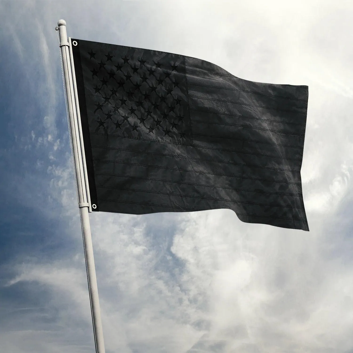 3×5 FT Embroidery All Black American Flag Made in USA