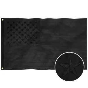 3×5 FT Embroidery All Black American Flag Made in USA