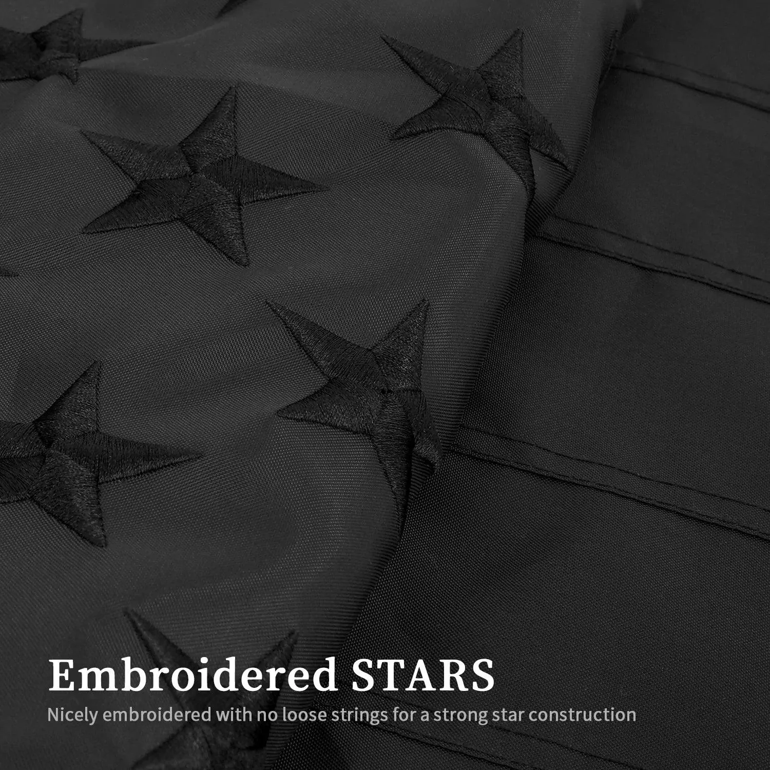 3×5 FT Embroidery All Black American Flag Made in USA