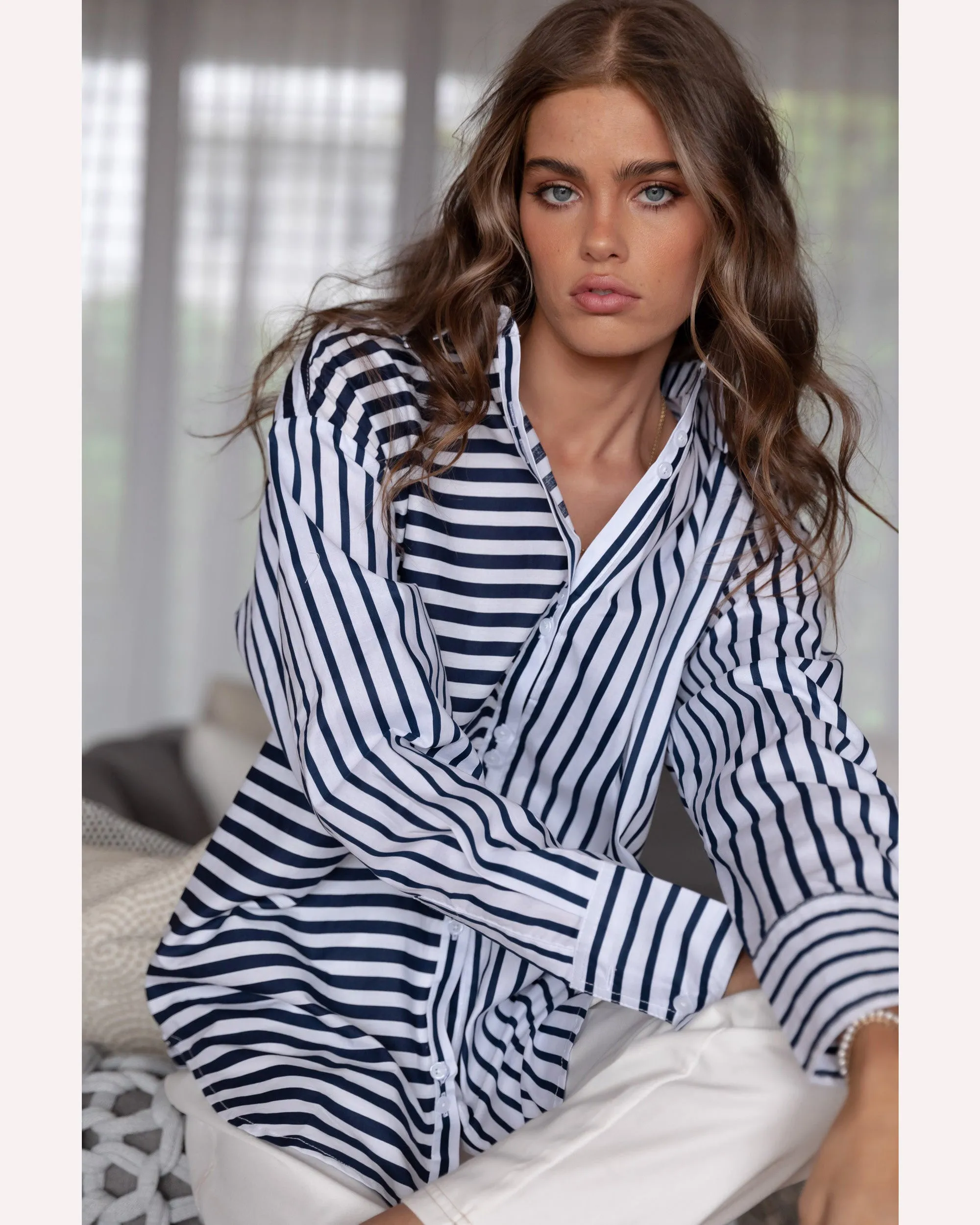 Alexandra Austin Mixed Stripe Shirt - Navy