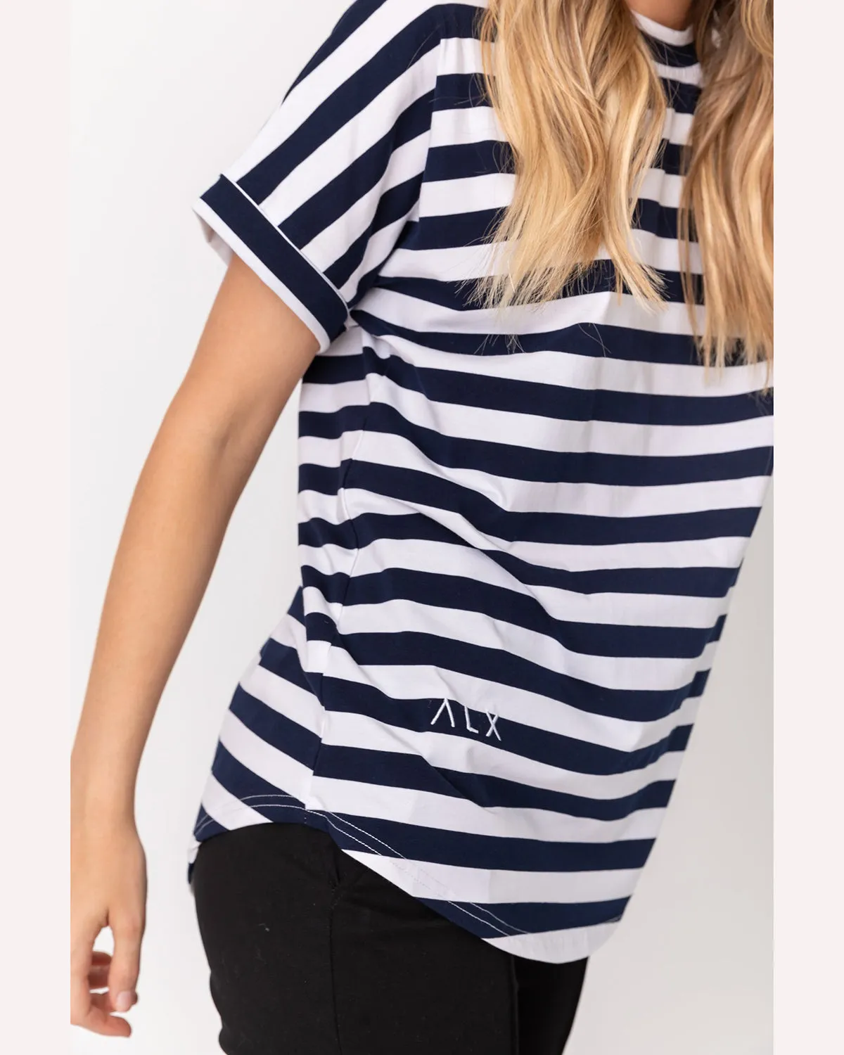 Alexandra Sanford Tee - Navy & White Stripe