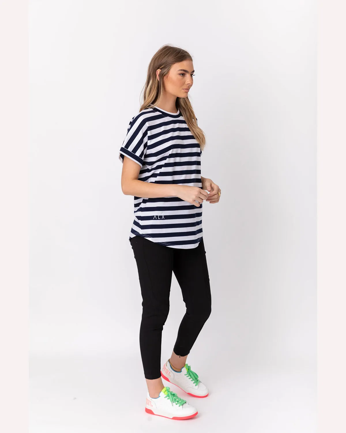 Alexandra Sanford Tee - Navy & White Stripe