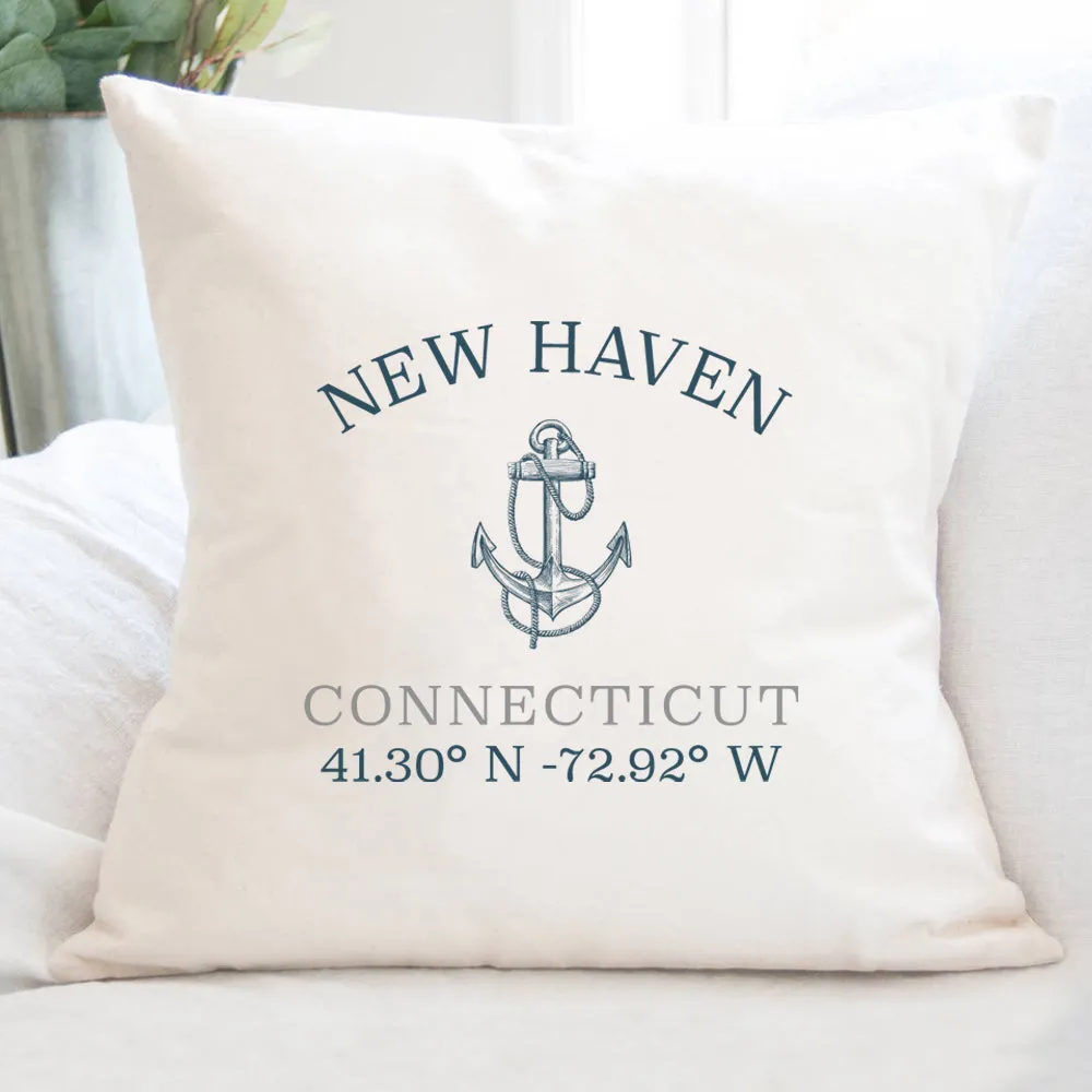 Anchor w/ Latitude and Longitude - Square Canvas Pillow