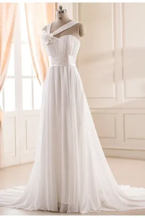 Anneprom Sweetheart Chiffon Wedding Dress With Handmade Flower APB0005