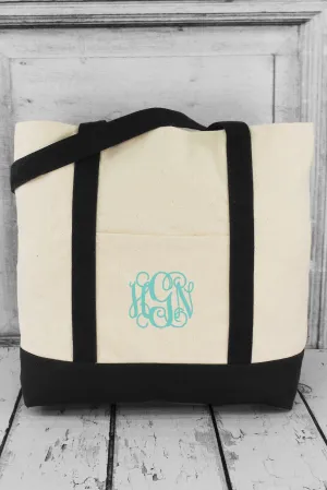 BAGedge Canvas Boat Tote, Natural and Black