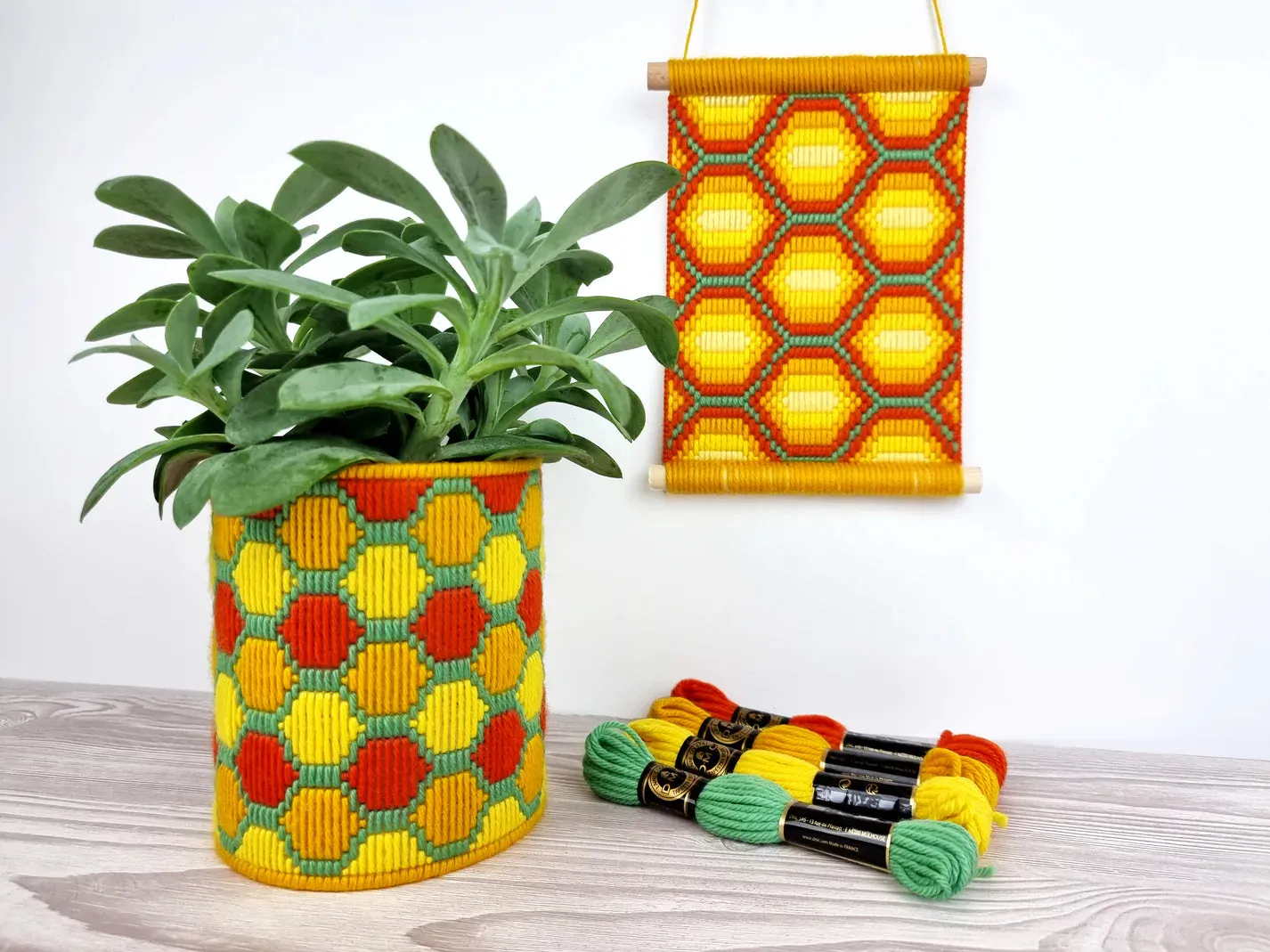 Bargello Planter DIY Kit, Honeycomb