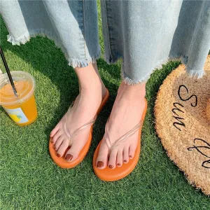 Beach Flip Flops Transparent Girls Indoor Outside Slippers Comfortable PVC Summer Shoes Female Slides