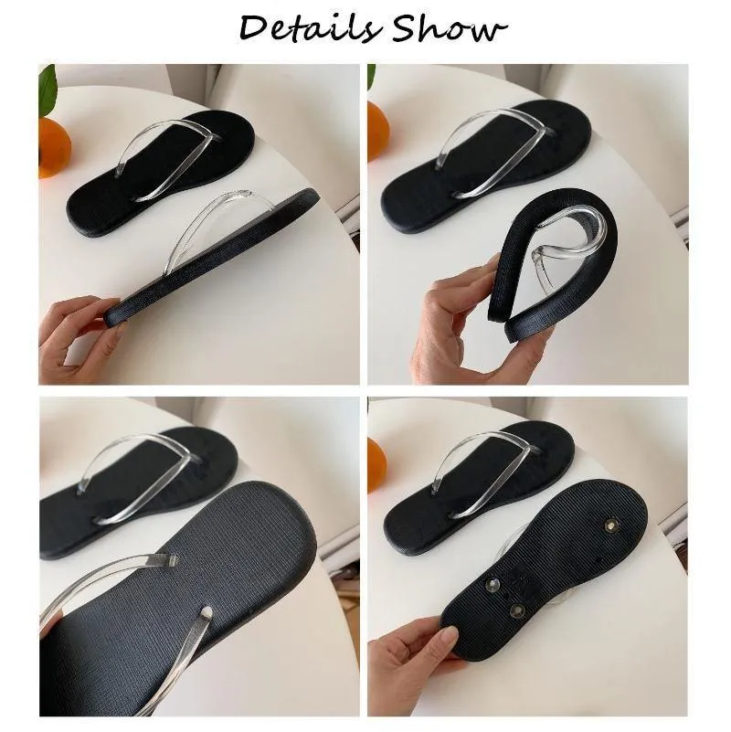Beach Flip Flops Transparent Girls Indoor Outside Slippers Comfortable PVC Summer Shoes Female Slides