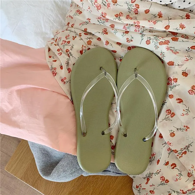 Beach Flip Flops Transparent Girls Indoor Outside Slippers Comfortable PVC Summer Shoes Female Slides