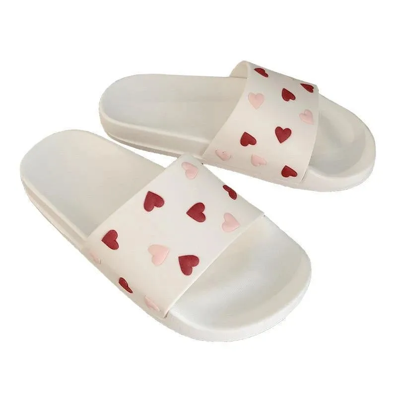 Beach Slippers Sweet heart Anti-slip Girl Indoor Outside Slippers Comfortable Summer Shoes Slides