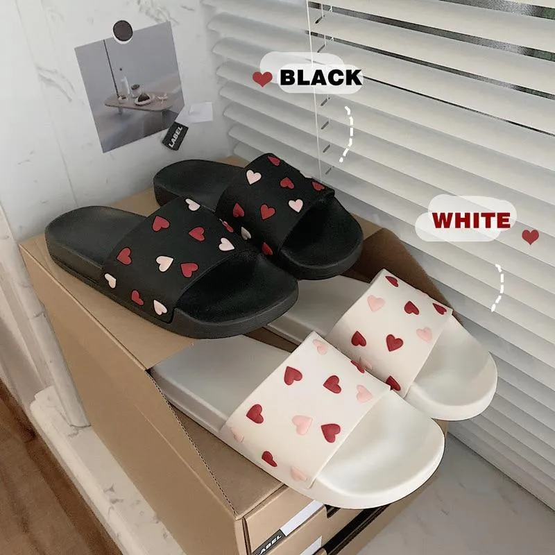 Beach Slippers Sweet heart Anti-slip Girl Indoor Outside Slippers Comfortable Summer Shoes Slides