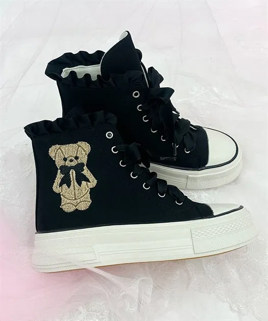 Bear Embroidery Sneakers