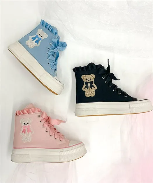 Bear Embroidery Sneakers