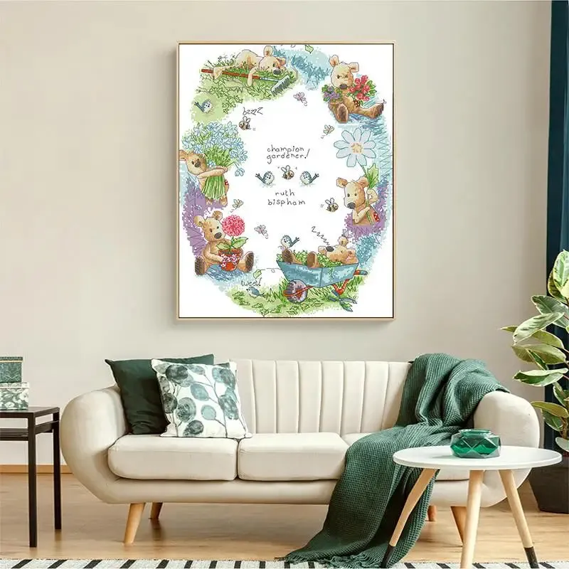 Bear Gardener DIY Cross Stitch Embroidery Kits