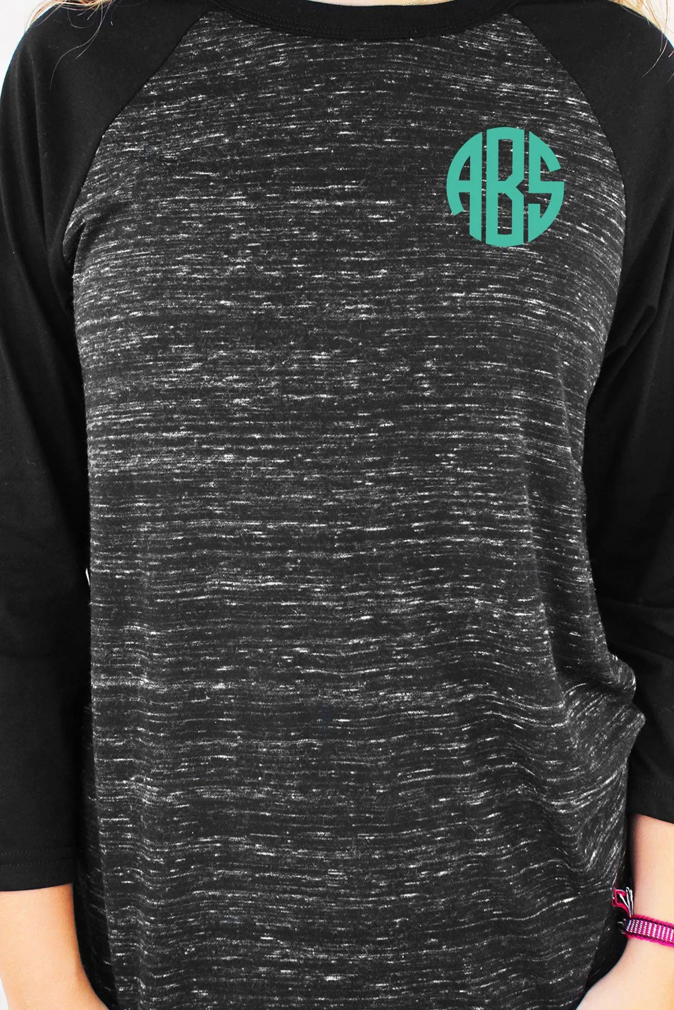 Bella Canvas Unisex 3/4 Sleeve Baseball T-Shirt, Black Marble/Black *Personalize It