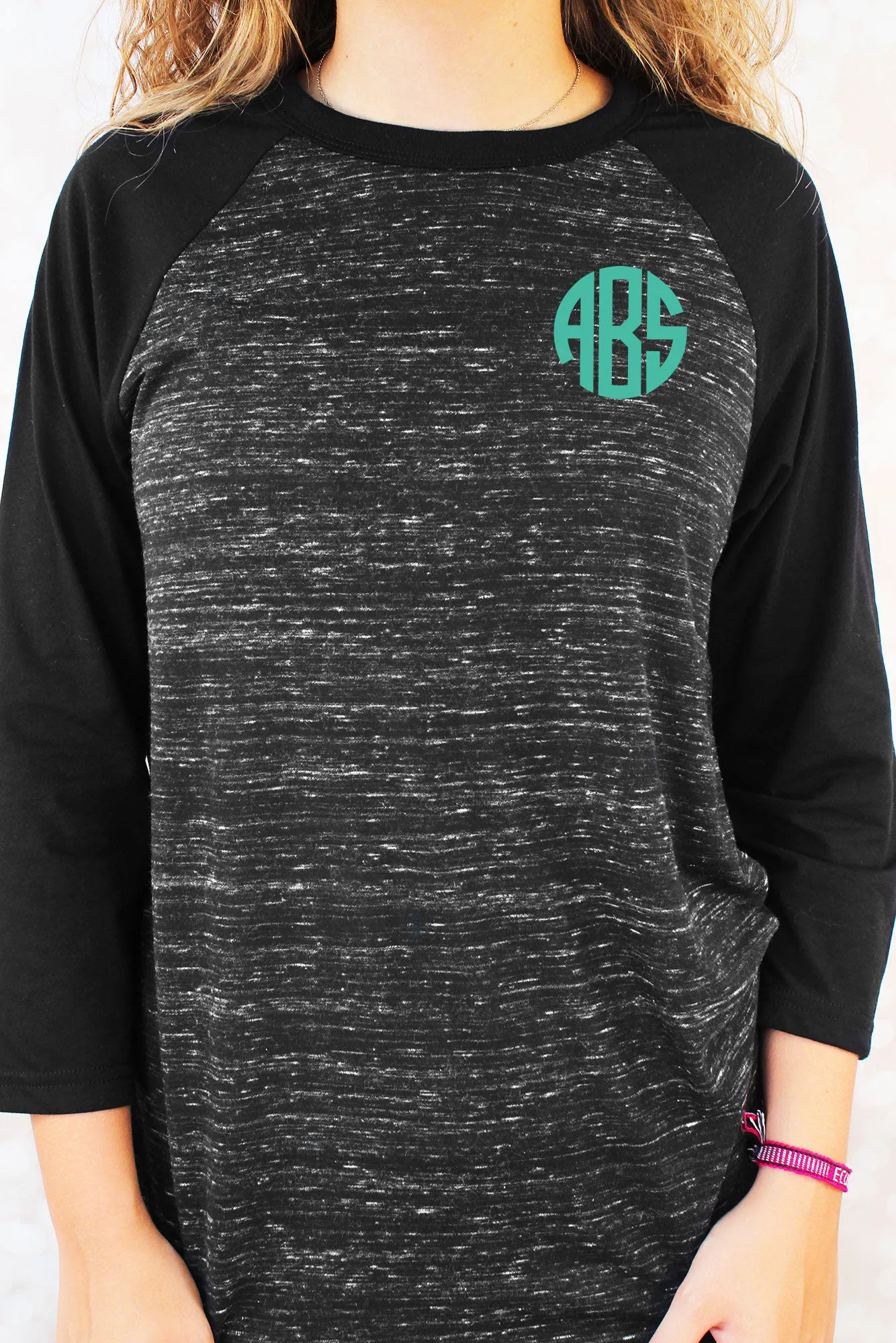 Bella Canvas Unisex 3/4 Sleeve Baseball T-Shirt, Black Marble/Black *Personalize It