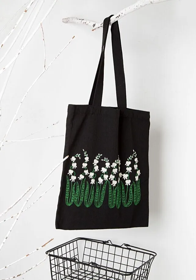 Bellflower DIY Embroidery Kit Tote Bag For Beginners