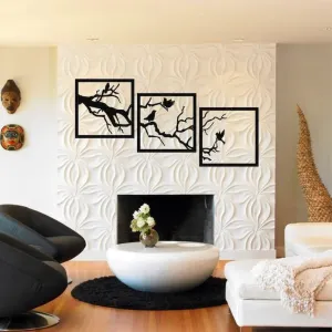 Birds on Branch Wall Art - 3 Panels Metal Wall Decor