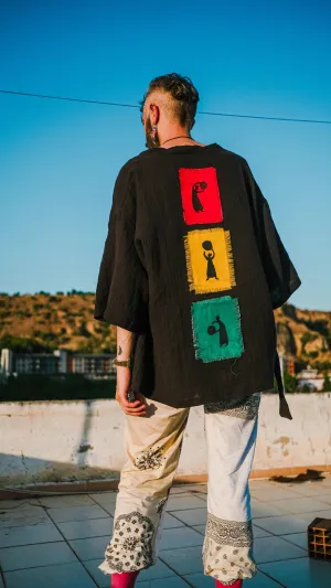 Black Ancient Dance Kimono