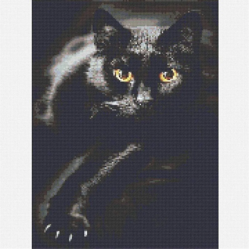 Black cat | 5d diamond diy art full drill embroidery painting kit | home wall art décor | 11.8x15.7in | the perfect relaxation gift idea