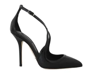 Black Leather Iguana Pattern Sandal