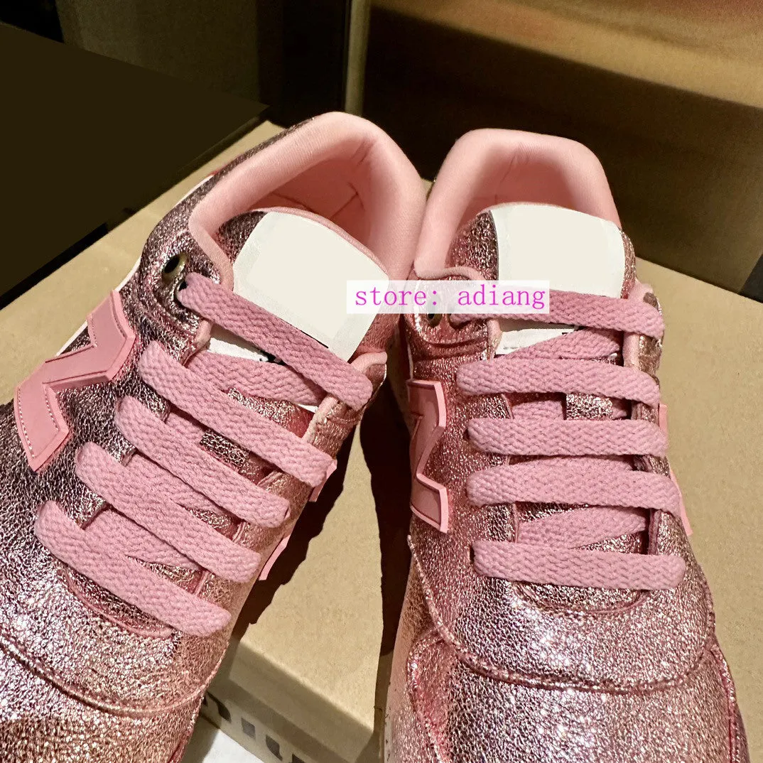 blingbling lace up casual shoes soft flats fashion women pink green gold 2023 35-40