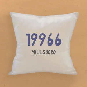 Blue Zip Code and City - Square Canvas Pillow