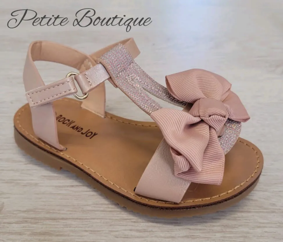 Blush pink bow strap sandals