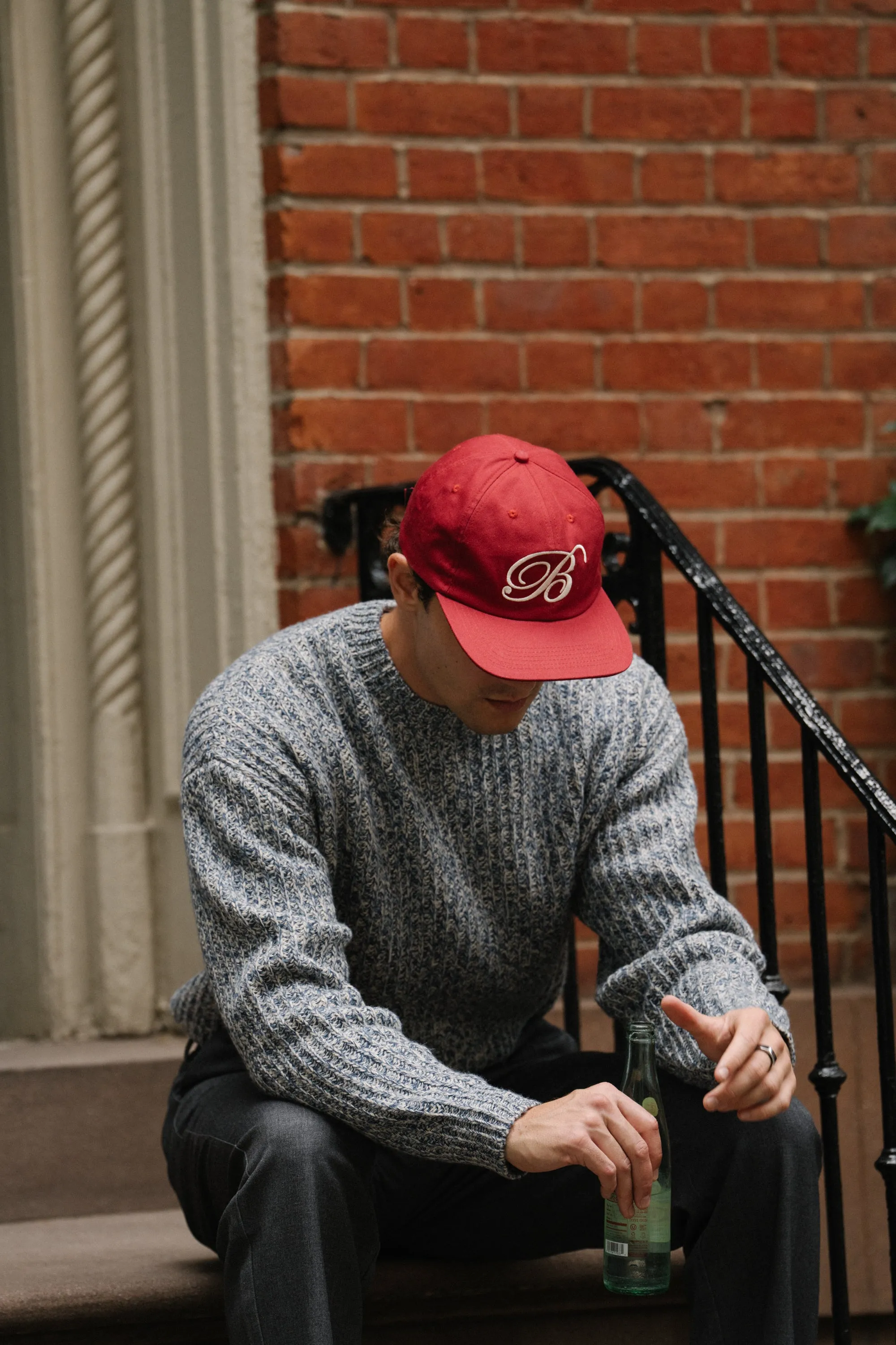 bound Script Embroidered 6 Panel Cap - Cardinal Red