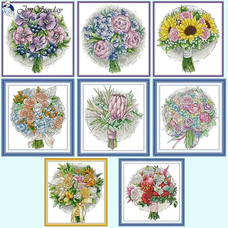 Bouquet Floral Patterns Cross Stitch Kits – DIY Embroidery Kit for Beginners & Crafters