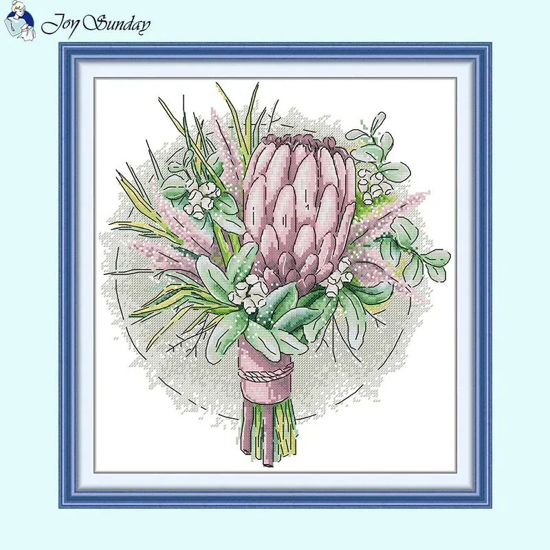 Bouquet Floral Patterns Cross Stitch Kits – DIY Embroidery Kit for Beginners & Crafters