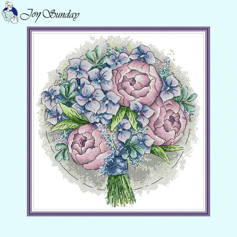 Bouquet Floral Patterns Cross Stitch Kits – DIY Embroidery Kit for Beginners & Crafters