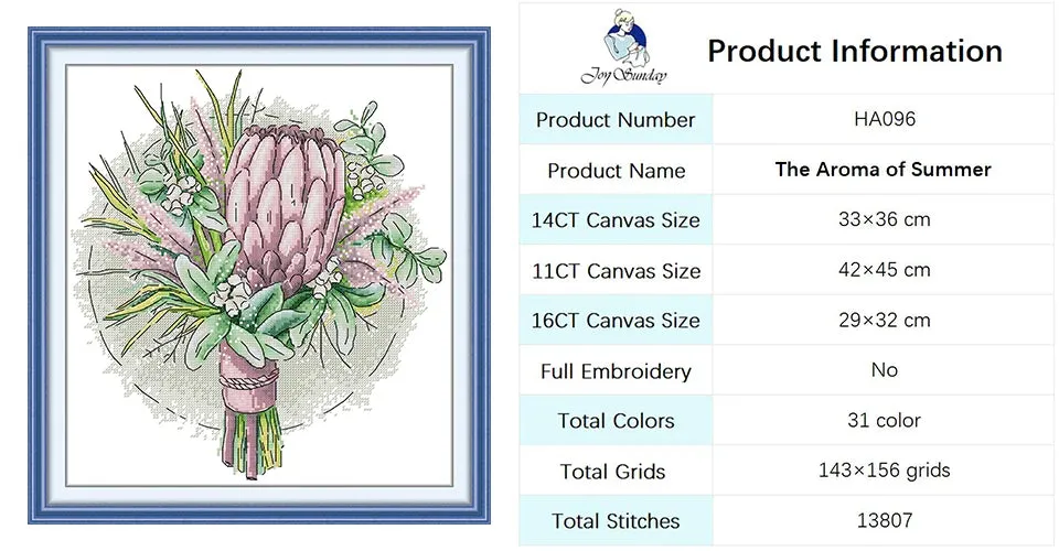 Bouquet Floral Patterns Cross Stitch Kits – DIY Embroidery Kit for Beginners & Crafters
