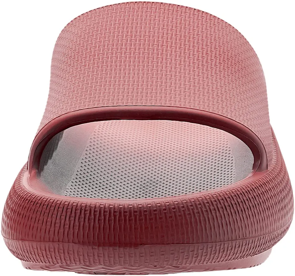 BRONAX Pillow Cloud Slides for Women EVA Open Toe Soft Spa Comfortable Bath Bathroom Cushion Pool Gym Beach House Sandals Slippers for Women Male Red