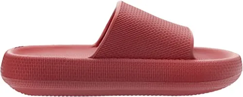 BRONAX Pillow Cloud Slides for Women EVA Open Toe Soft Spa Comfortable Bath Bathroom Cushion Pool Gym Beach House Sandals Slippers for Women Male Red