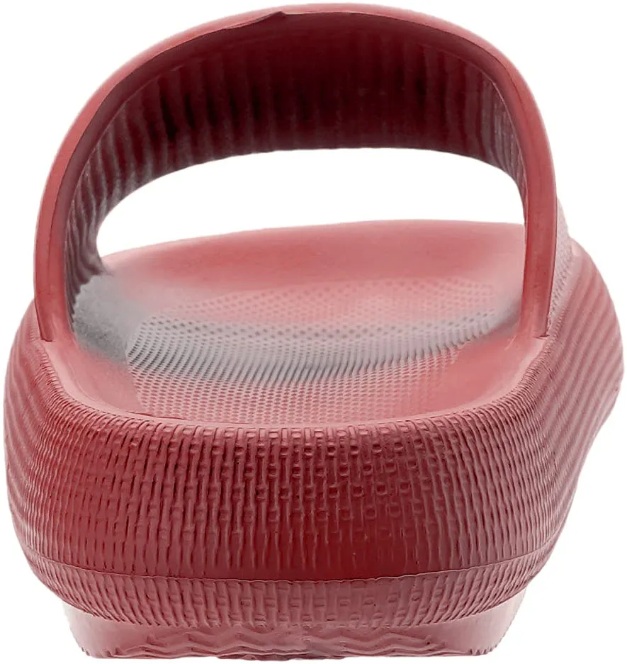 BRONAX Pillow Cloud Slides for Women EVA Open Toe Soft Spa Comfortable Bath Bathroom Cushion Pool Gym Beach House Sandals Slippers for Women Male Red