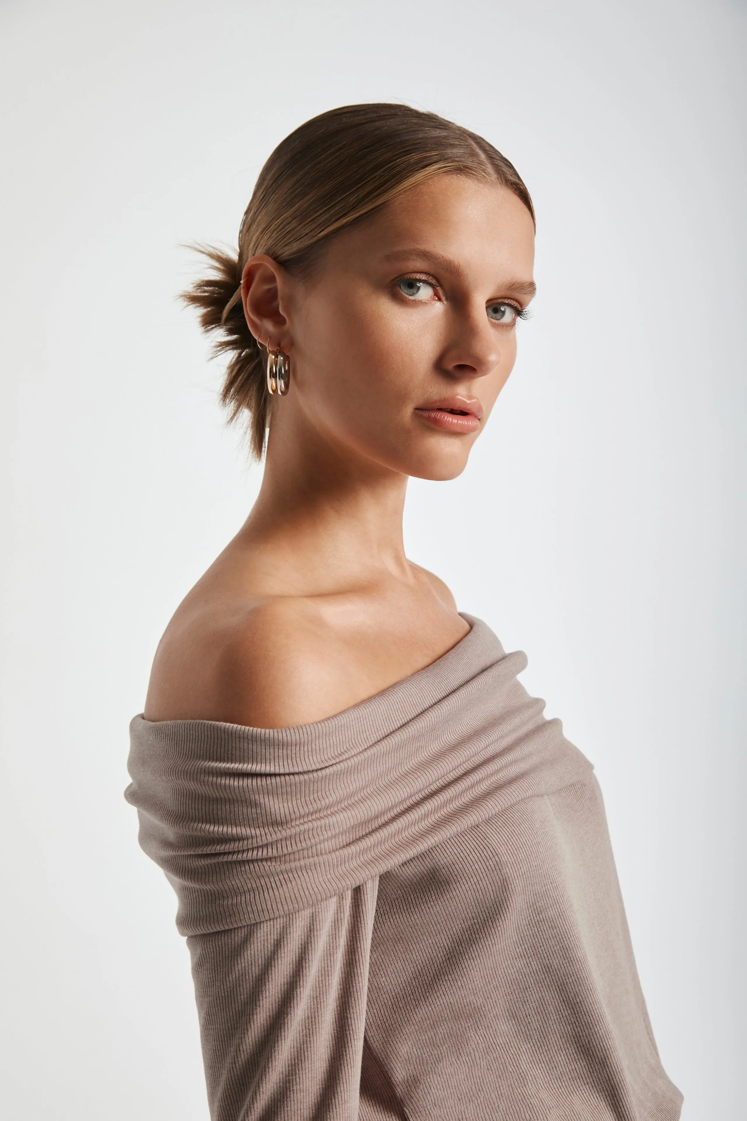 Brushed Rib Off Shoulder Jumpsuit