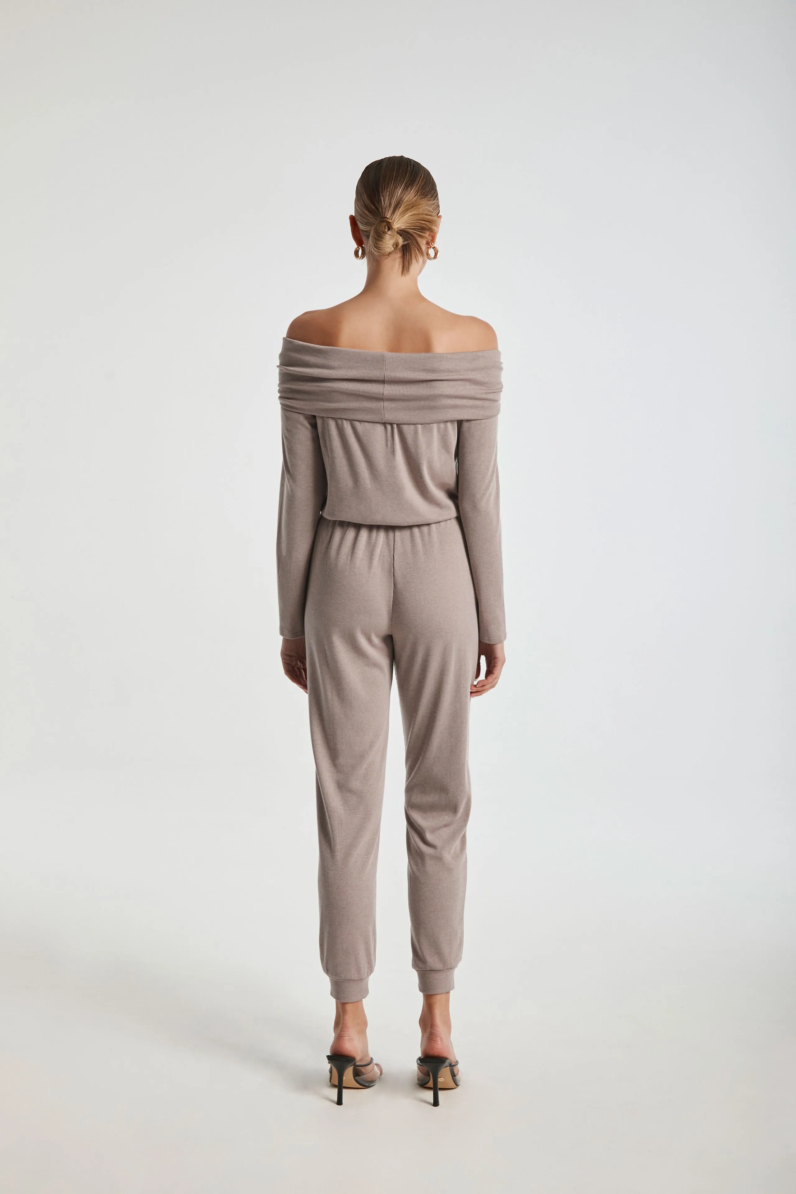 Brushed Rib Off Shoulder Jumpsuit