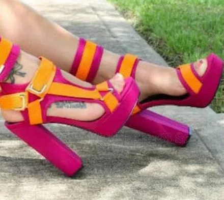 Buckle Strap High Heels Sandals Women Wine Red Army Green Ruffle Sandals