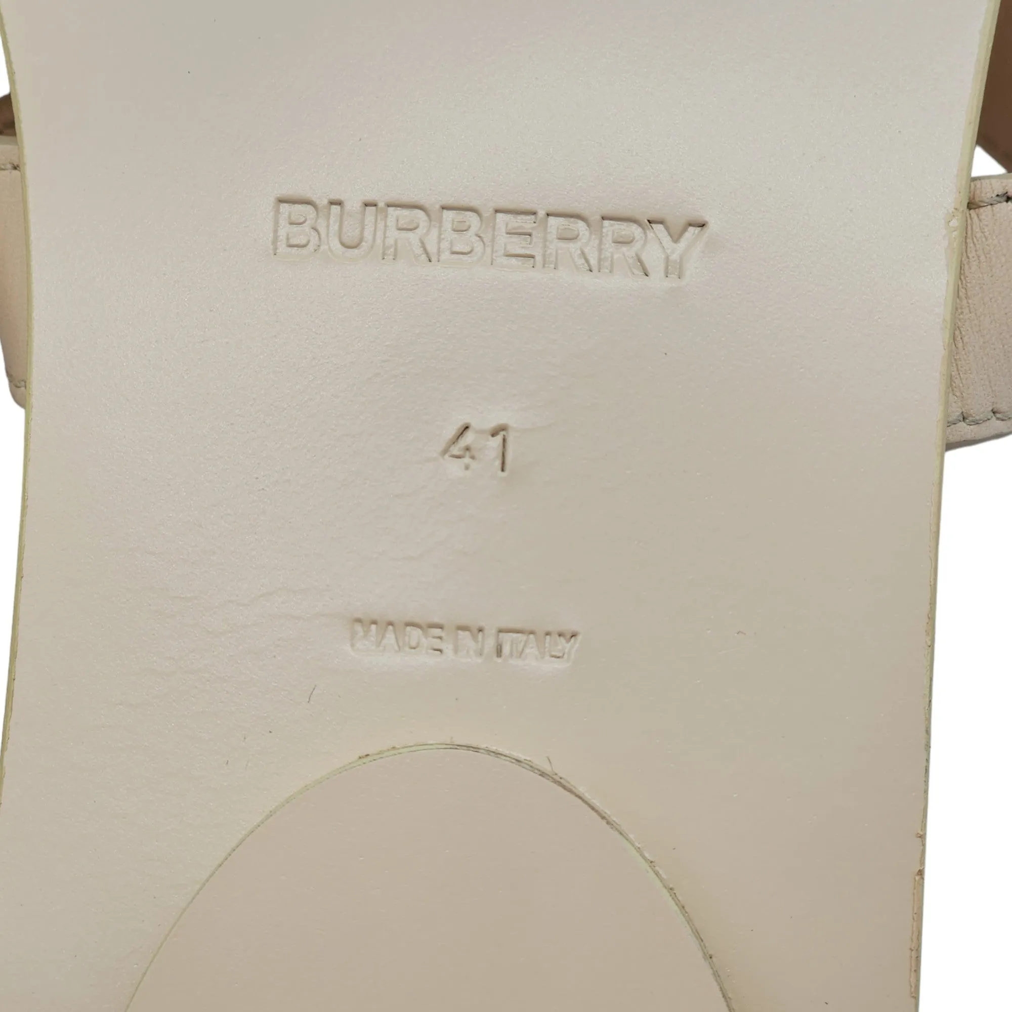 Burberry Honour Leather Flat Sandals in Pale Peach