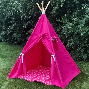 Canvas Kids Teepee Tent 14 COLORS, 5 Sizes, Includes Window, Ships FULLY ASSEMBLED