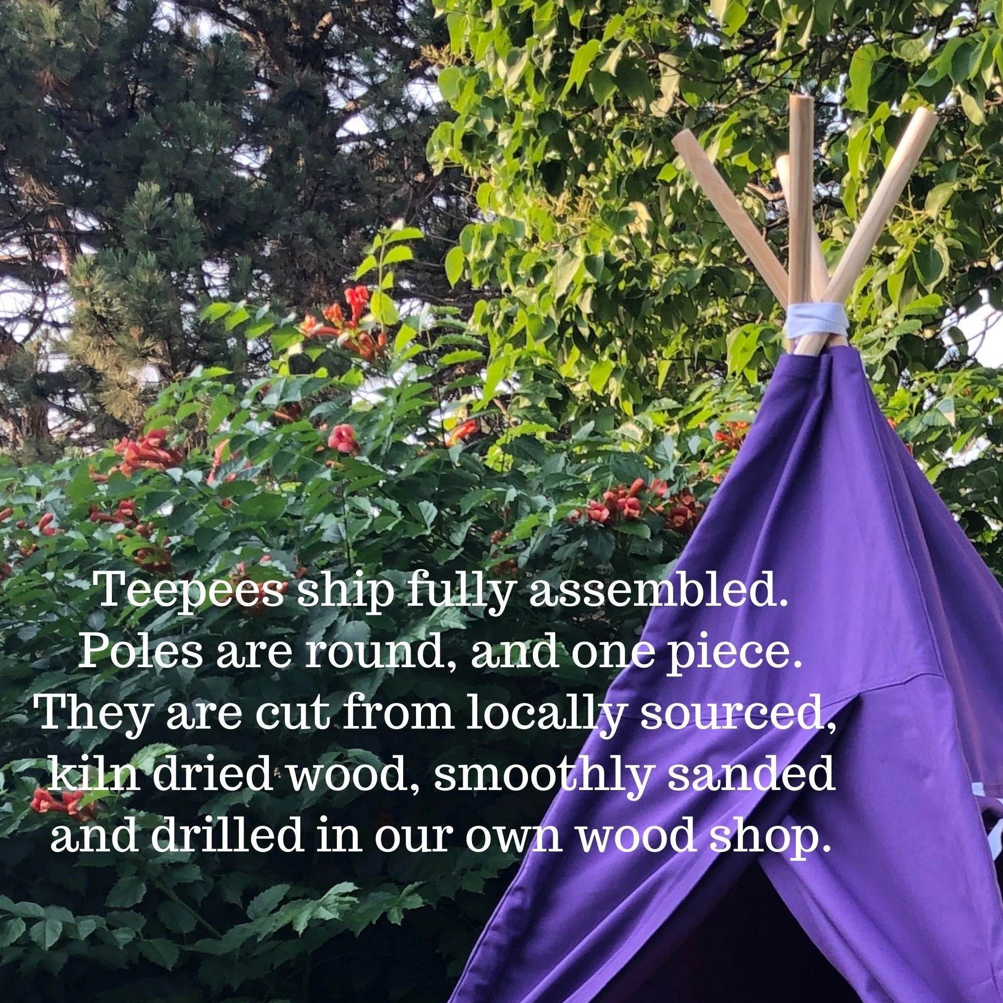 Canvas Kids Teepee Tent 14 COLORS, 5 Sizes with Window